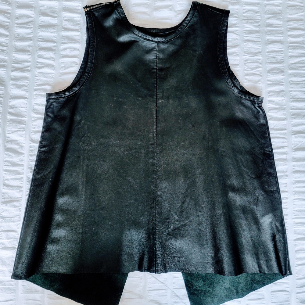 RAG & BONE Black Lamb Leather Top With Open Back And Shoulder Zip, XS
